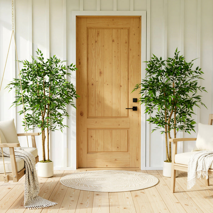 HOMCOM Faux Banian de 5pi, Ensemble de 2 Plantes Artificielles