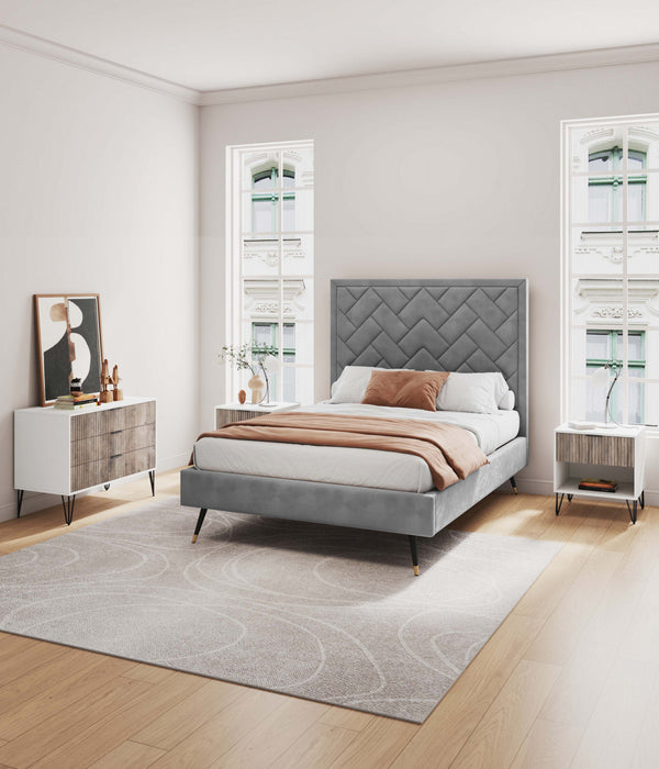 Ensemble moderne Dumbo 2 pieces avec commode, gris rustique et blanc