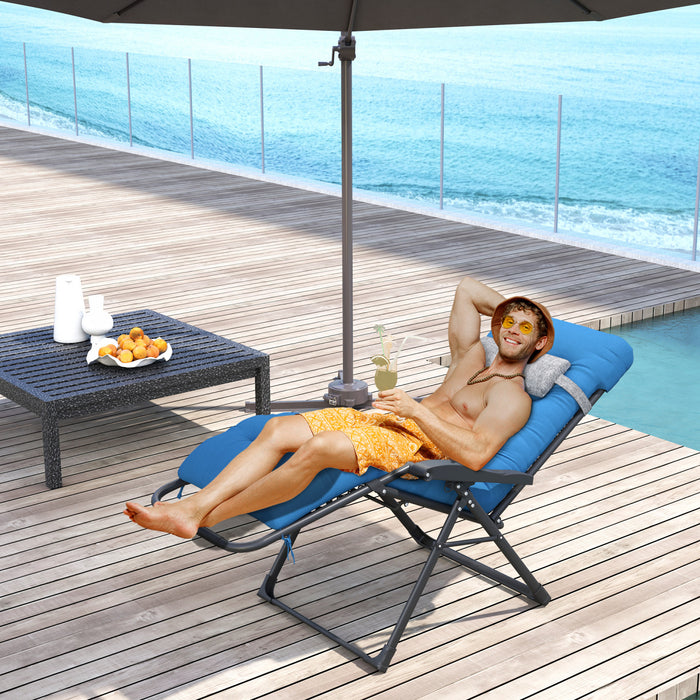 Outsunny Chaise Rembourree, Chaise Inclinable Pliante, Bleu Marine