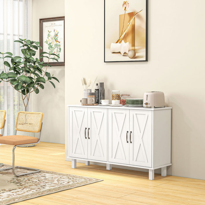 HOMCOM Meuble a cafe, buffet avec portes de grange, etagere reglable