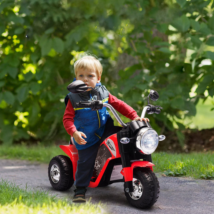 Aosom Kids Electric Motorcycle Ride-on Toy 3-roues Batterie Alimente Moto Rechargeable 6v Avec Klaxon Phares Moto Sons Realistes Vitesse 1,24mph Pour Filles Garcon 18 - 36 Mois Rouge