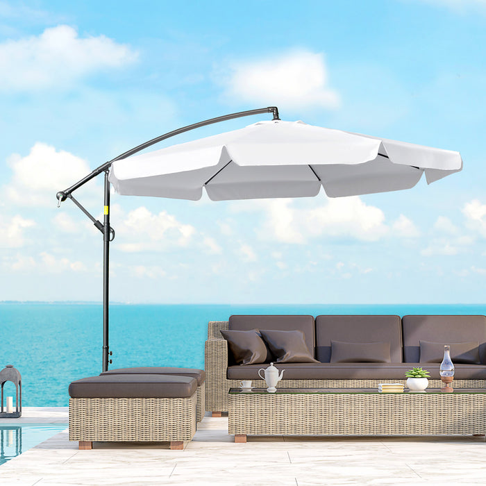 Outsunny Parasol De Patio, Blanc