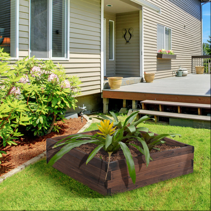 Outsunny Carre Potager Jardiniere Bois Massif Sapin Carbonise