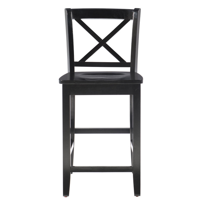 Tabouret Torino de hauteur comptoir avec dossier en X - noir