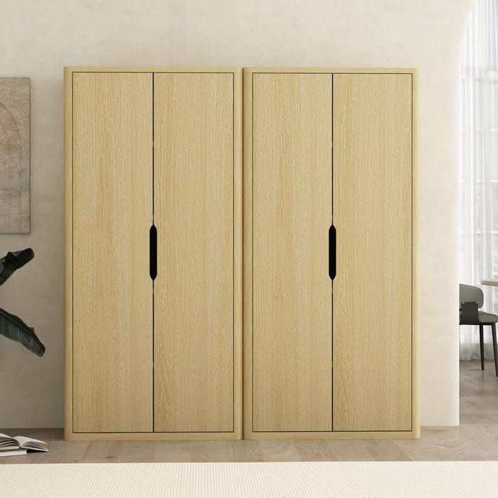 Armoire bibliotheque moderne Rivington 38\" en chene naturel - Lot de 2