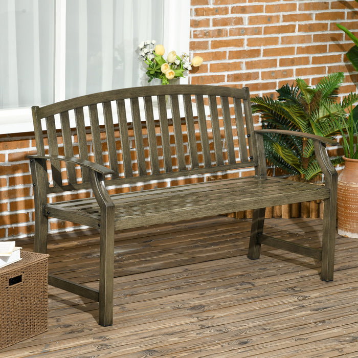 Outsunny Banc de Jardin en Metal avec Assise et Dossier a Lattes, Noir