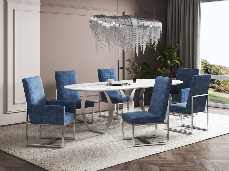 Ensemble moderne de 6 chaises de salle a manger Element en bleu
