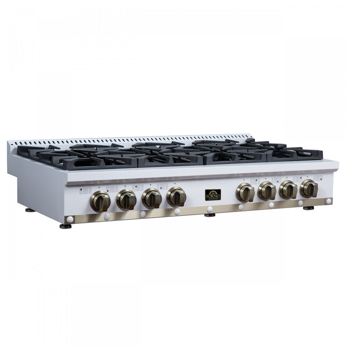 Table de cuisson au gaz Ambassador 48 po, blanche, 8 bruleurs – FCTGS5799-48CPWHT
