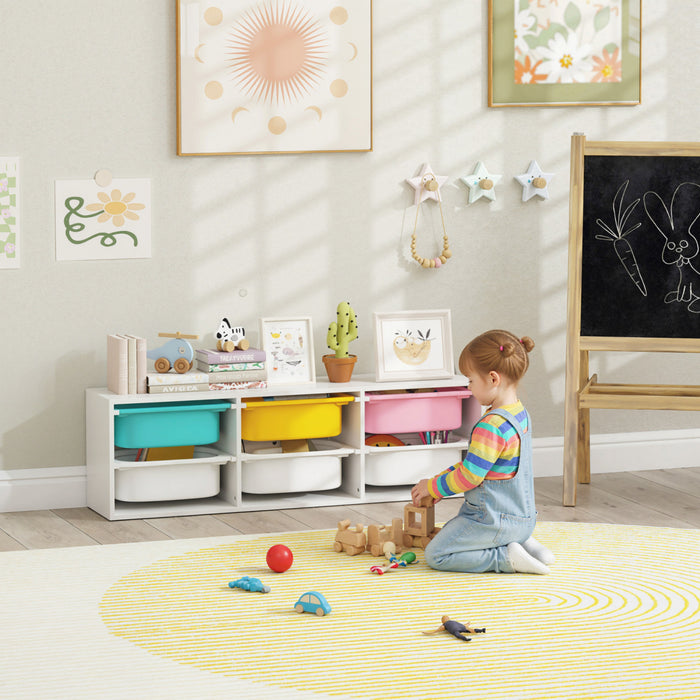 Qaba Organisateur de Rangement pour Jouets avec 6 Bacs en Plastique