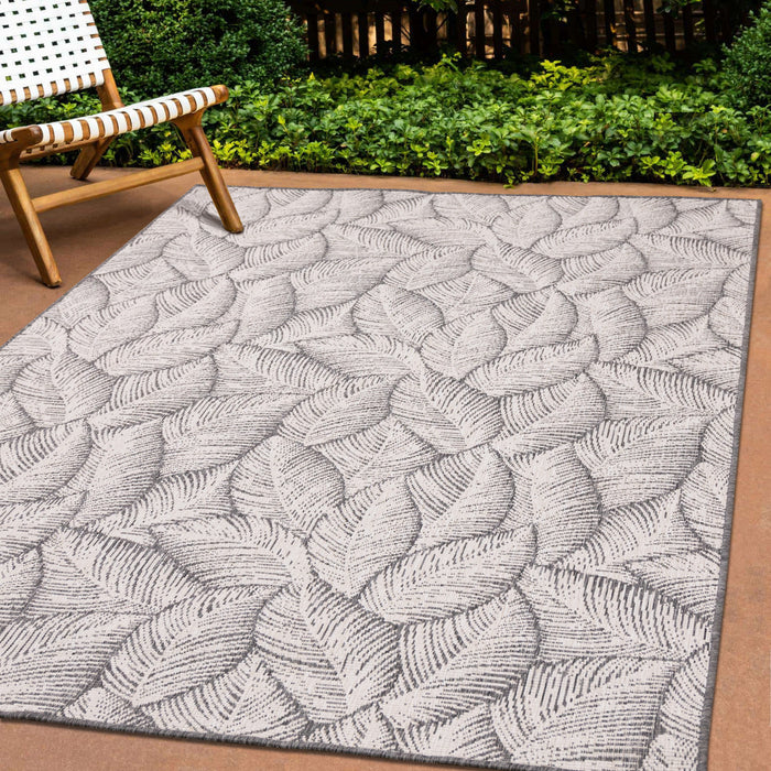 Carpette Brooke à motif de feuilles pour l'extérieur - 7 pi 10 po x 11 pi 2 po