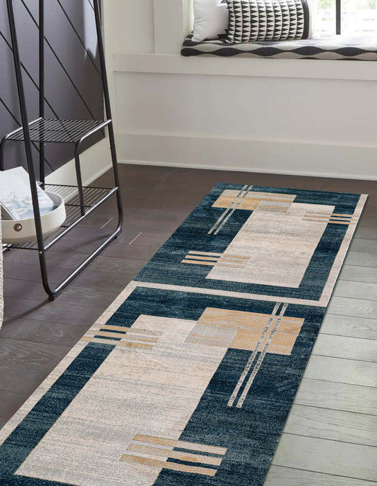 Tapis Contemporain Sorelle 2'2\" x 7'7\" en Bleu