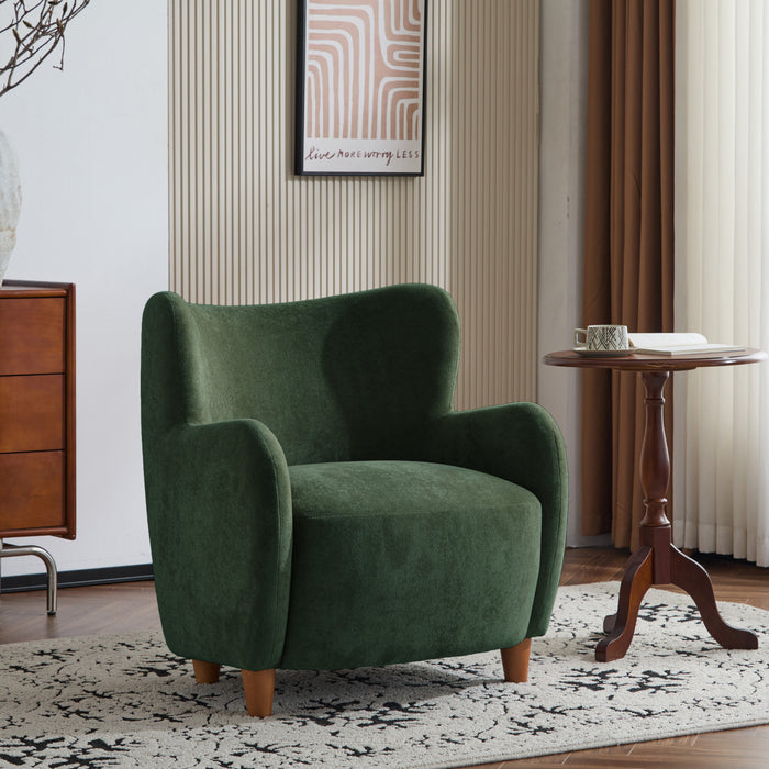 Sophia Fauteuil confortable rembourre avec dossier a oreilles, vert olive