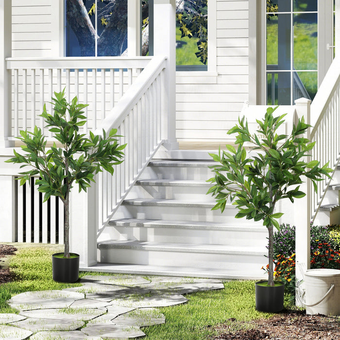 HOMCOM Lot de 2 fausses plantes a 345 feuilles, lauriers realistes, vert