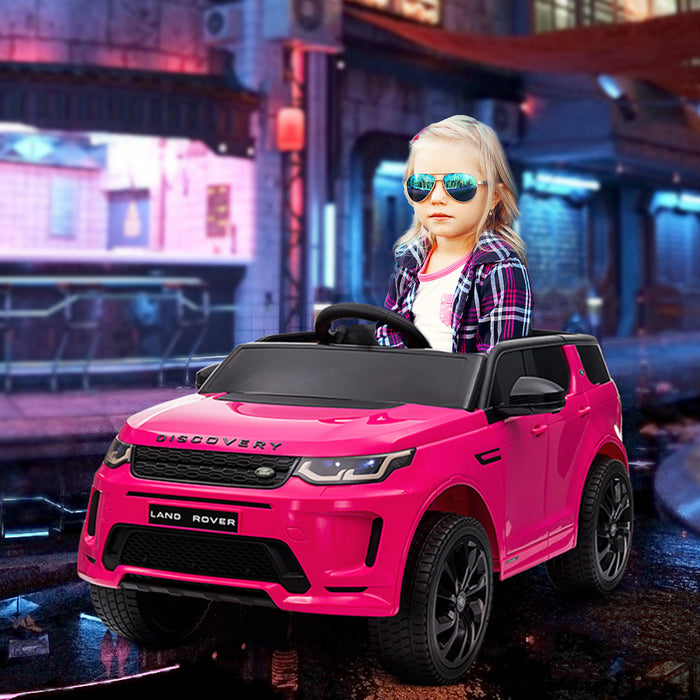Qaba Land Rover Discovery Sport Voiture Electrique Pour Enfants Alimentee Par Batterie 12 V Avec Telecommande, Demarrage Progressif, Lumieres Led, Klaxon Musical, Rose