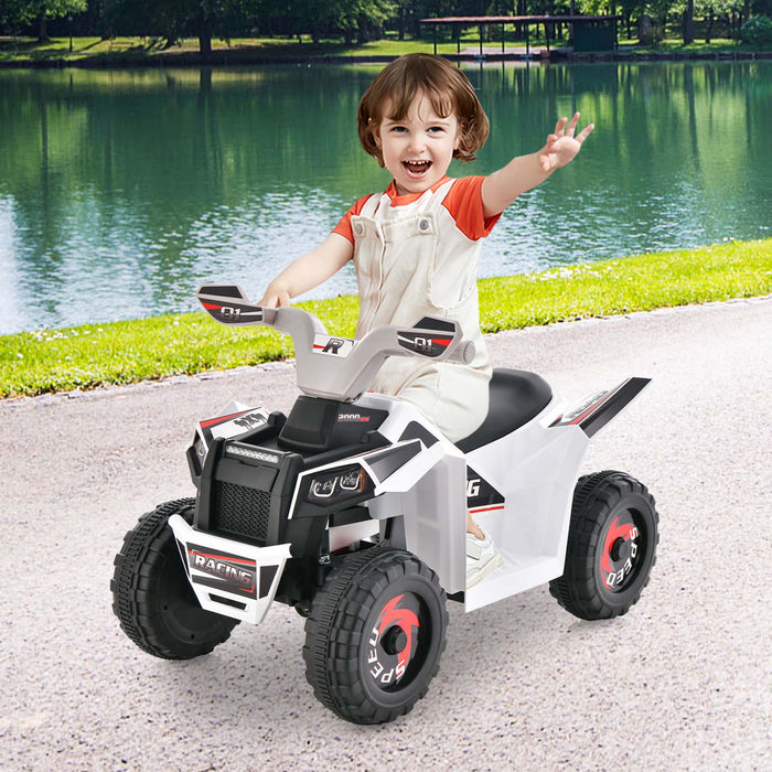 Costway Enfants Rouler Sur Atv 4 Roues Quad Jouet Voiture 6v Alimente Par Batterie Jouet Motorise Blanc