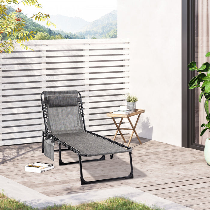 Outsunny Chaise Longue Pliante, Chaise De Bronzage Inclinable Avec Dossier