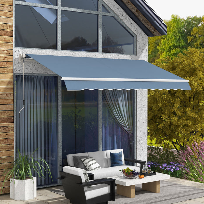 Outsunny Auvent Retractable Manuel Pare-soleil, Gris Clair