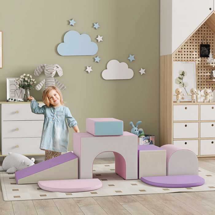 Qaba 7 Pieces, Jeu En Mousse, Escaliers Et Rampes Pour Enfants, Logiciels Educatifs Colores, Jouets D'activite Pour Bebes Et Enfants D'age Prescolaire - Multicolore
