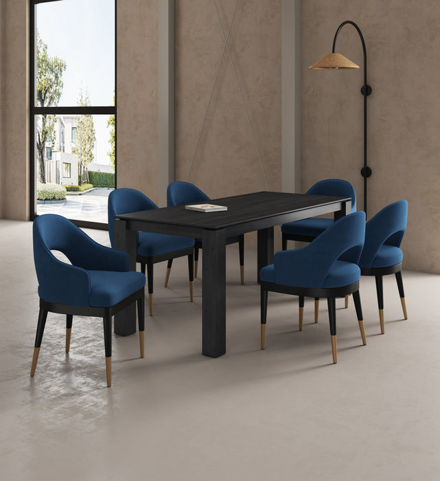 Ensemble de salle a manger moderne industriel chic Carrington et Rockaway 7 pieces, bleu minuit et noir