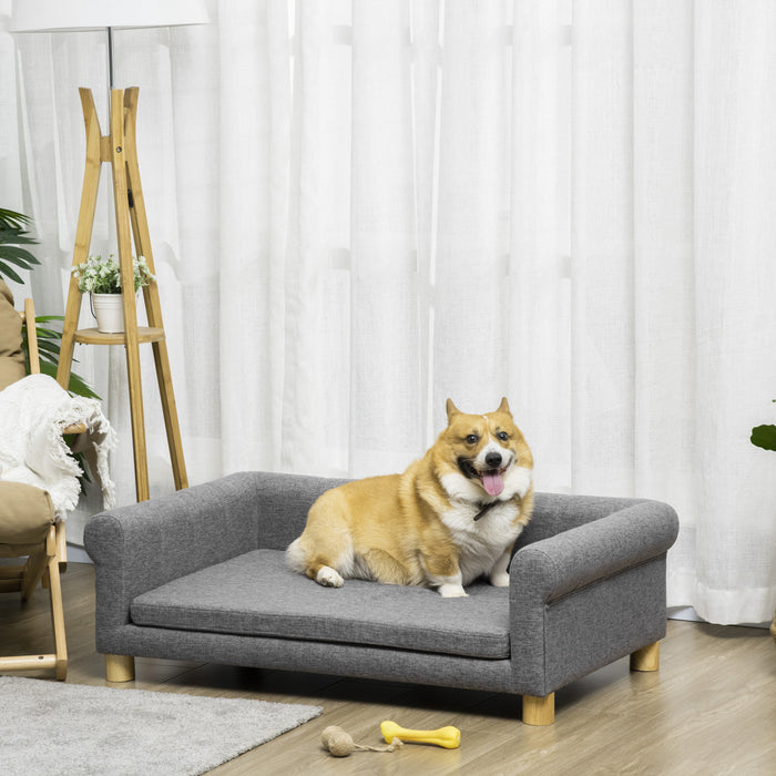 Pawhut Canape Moderne Pour Animal Domestique Lit Pour Chat Ou Grand Chien Avec Coussin De Siege Amovible Gris Fonce
