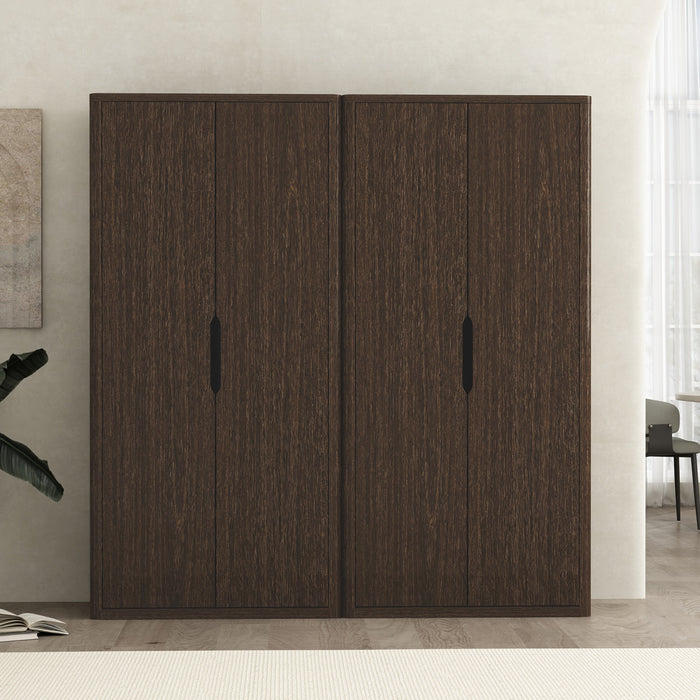 Armoire bibliotheque moderne Rivington 38\" en noyer - Lot de 2