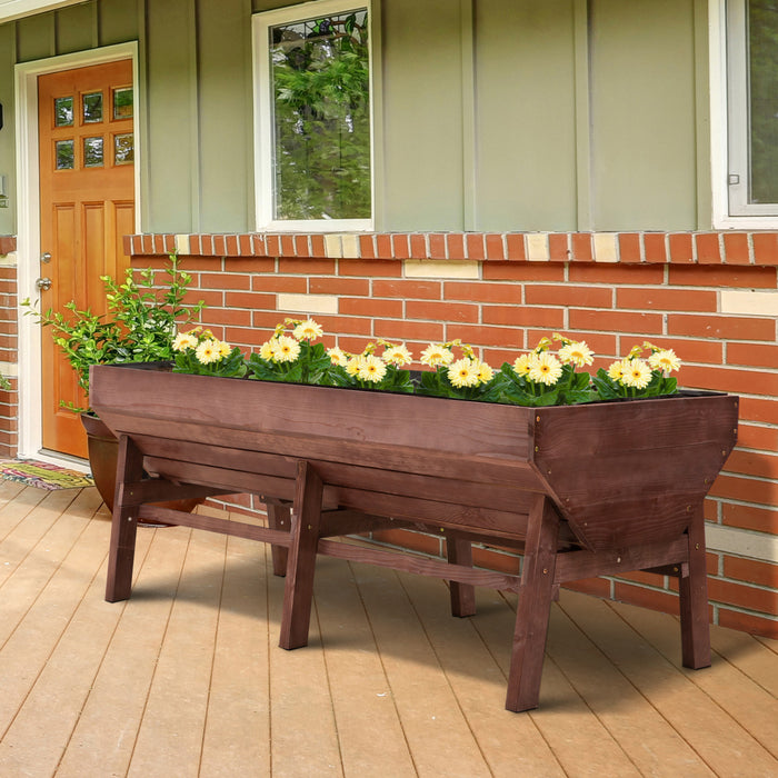 Outsunny Jardiniere Sur Pieds Potager Sureleve Tissu Non-tisse Inclus Bois Massif Sapin Rouge Fonce
