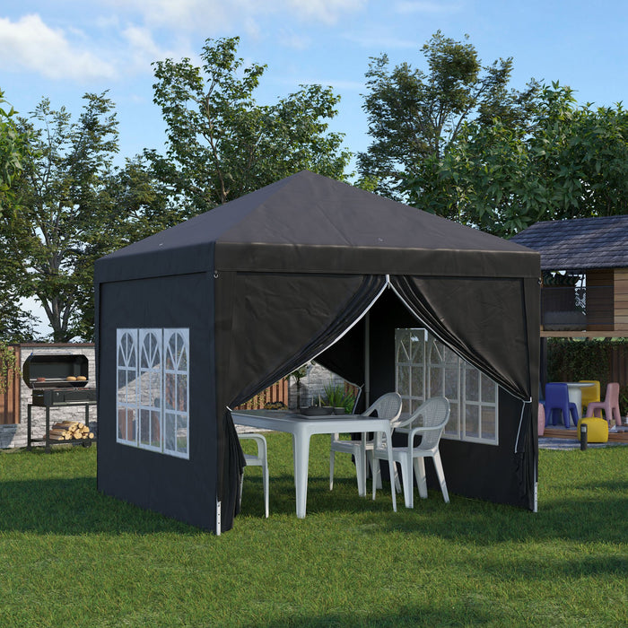 Outsunny 10'x10' Tente De Reception Tonnelle Avec Sac De Transport, Noir