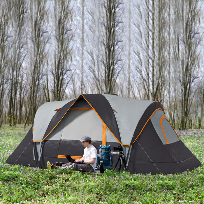 Outsunny Tente De Camping Exterieure 5-6 Personnes, Blanc Creme Et Noir