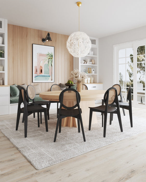 Chaise de salle a manger en bois style industriel Versailles en noir et naturel - Lot de 4