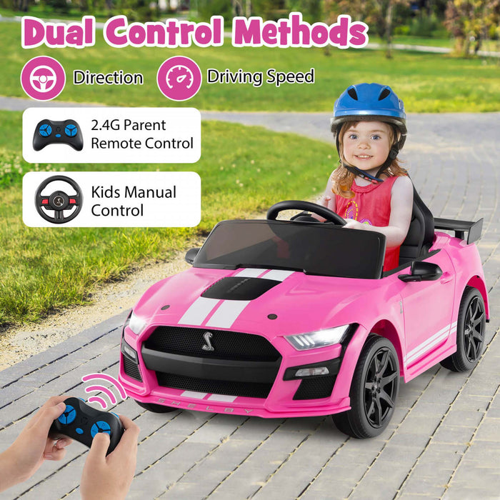 Costway 12v Sous Licence Ford Mustang Shelby Gt500 Enfants Rouler Sur Voiture Avec Telecommande Rose