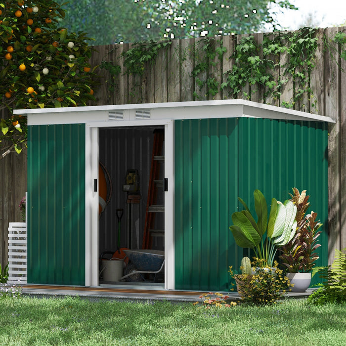 Outsunny Abri De Jardin En Metal 9' X 4' Avec Porte Coulissante