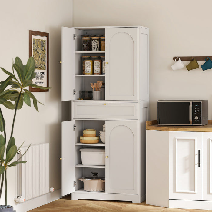 HOMCOM Armoire de cuisine 72.4\", meuble de rangement avec portes, blanc