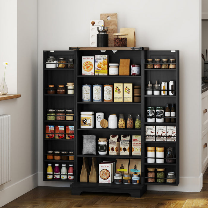 HOMCOM Armoire de cuisine avec etageres reglables, noir