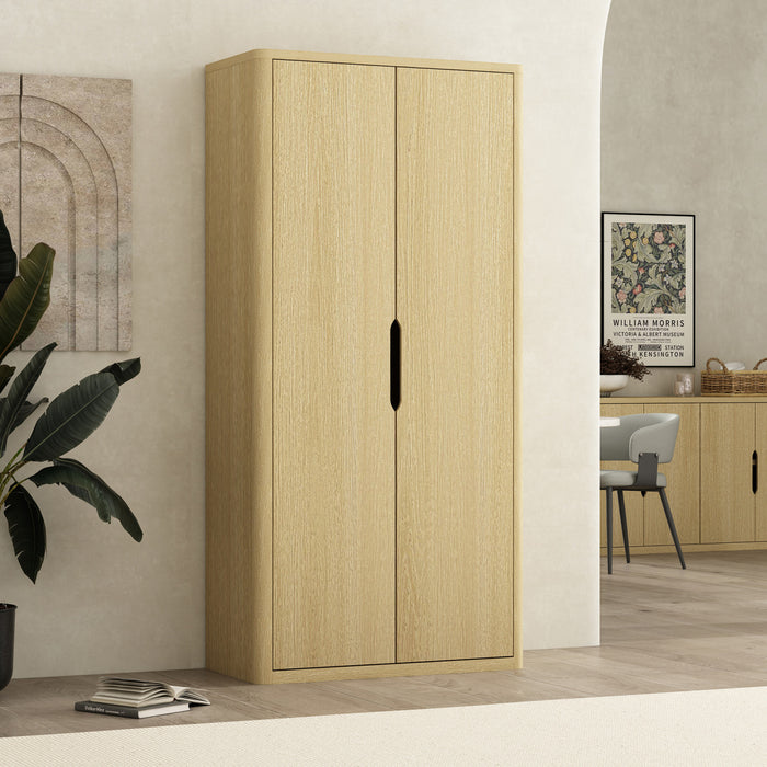 Armoire bibliotheque moderne Rivington 38\" en chene naturel
