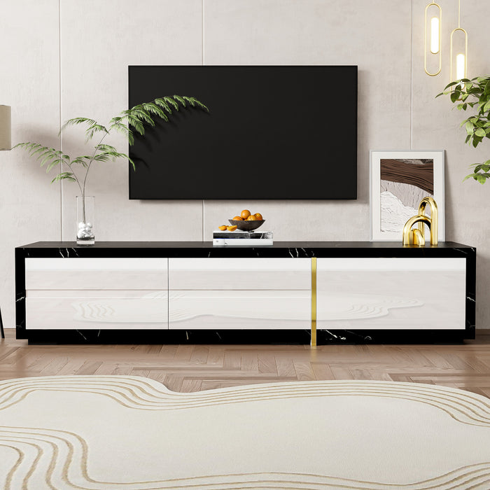 Liam 55.1\"–102\" Cabinet TV Moderne avec Longueur Ajustable et Fonction Rotative, Noir