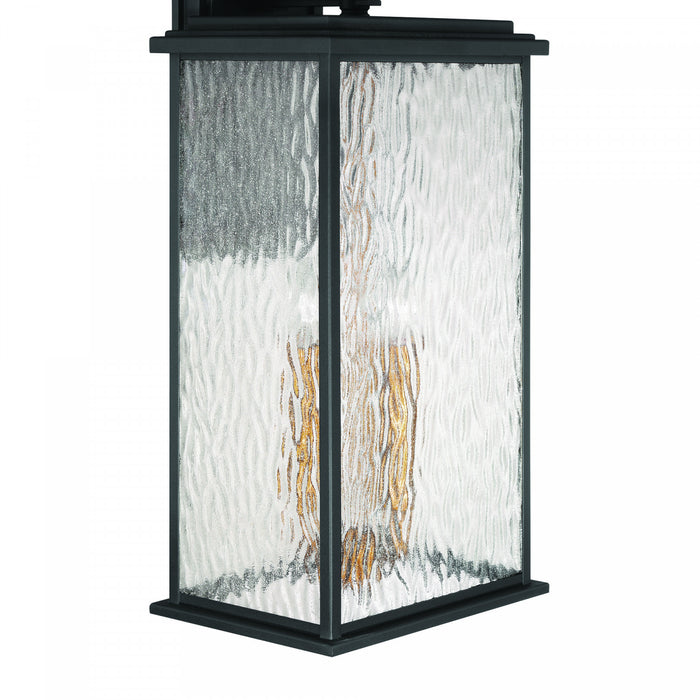 Applique Murale D’exterieur Estate A 4 lampes, Noir Et Laiton Avec Verre A Gouttelettes