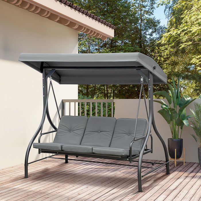 Outsunny Chaise D'oscillation De Patio 3 Places Avec Lit Convertible