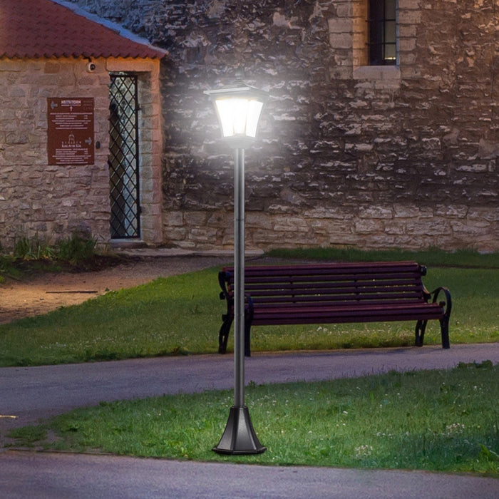 Luminaire Exterieur Solaire Lampadaire Lanterne Classique Led 40 Lm Dim. 18l X 18l X 160h Cm Noir