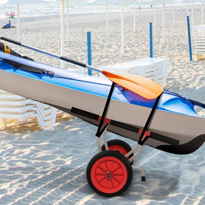 Soozier Chariot Pour Kayak Avec Largeur Reglable Et Grandes Roues, Rouge