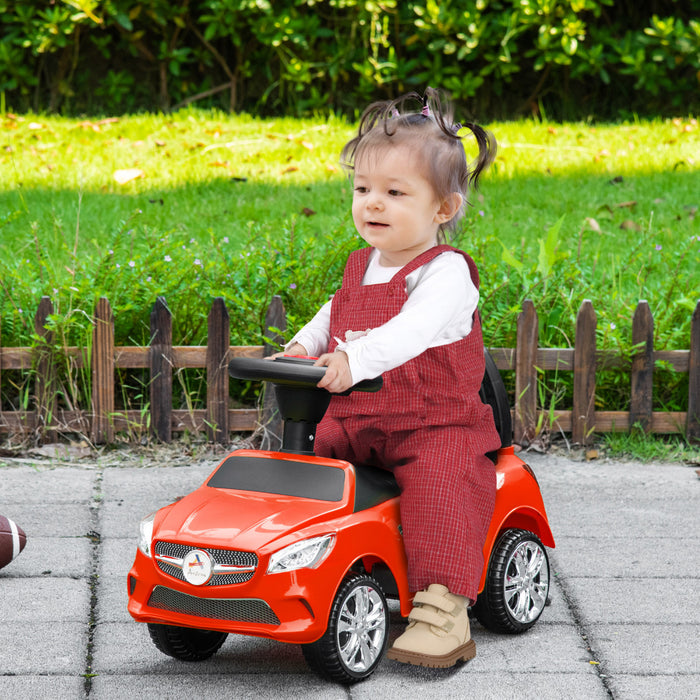Aosom voiture porteur avec klaxon, musique, phares fonctionnels et rangement, rouge