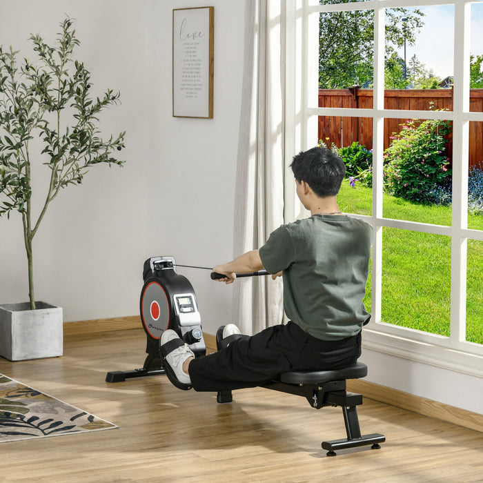 Soozier Rameur D'appartement Pliable Avec 8 Niveaux De Resistance Magnetique, Moniteur Numerique Et Roues De Transport Pour La Salle De Sport A Domicile
