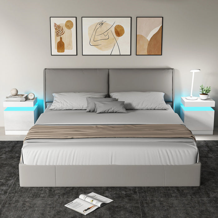 HOMCOM Table de chevet, table d'appoint avec lumieres LED, pour chambre