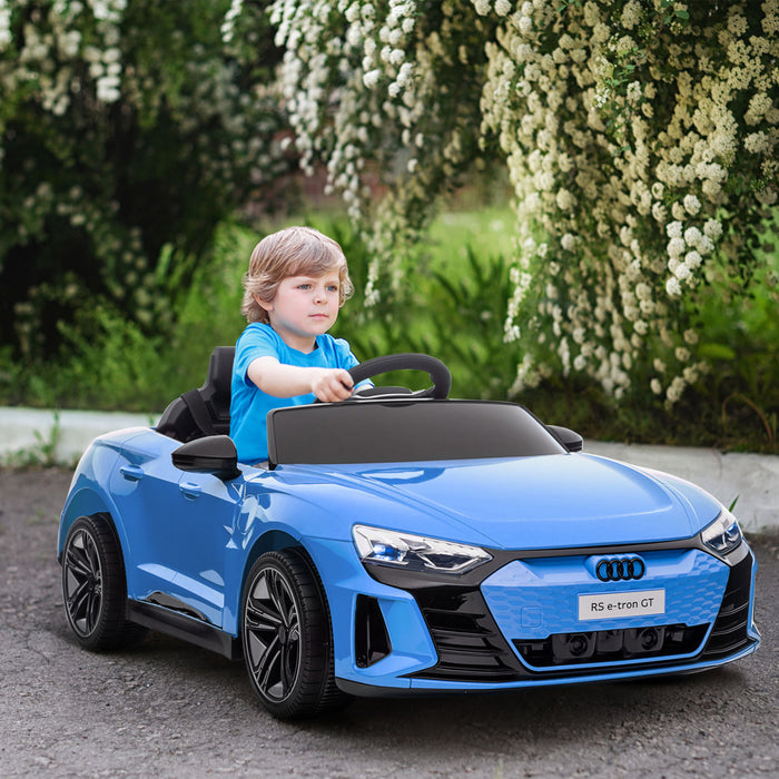 Aosom Audi Voiture Electrique Sous Licence Sur Avec Telecommande, 12v 3.1 Mph Jouet Pour 37-60 Mois Garcons Et Filles Avec Systeme De Suspension, Klaxon, Musique, Lumieres, Bleue