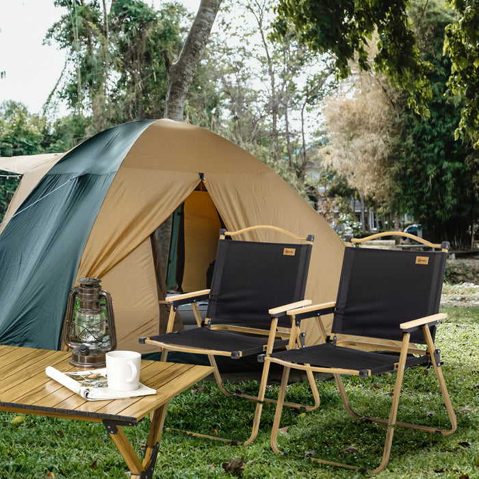 Outsunny Lot de 2 chaises de camping pliantes, fauteuils portables, noir