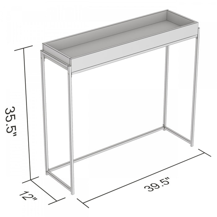 Console moderne de 40 po avec plateau encastré - bois recyclé brun avec métal noir