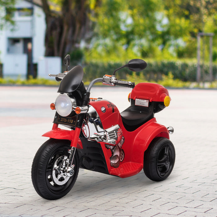 Aosom Moto Electrique Enfants Jouet 6v Alimente Par Batterie Tricycle Electrique Jouets Pour 18-36 Mois Avec Musique Legere Mp3 Boite De Rangement Rouge