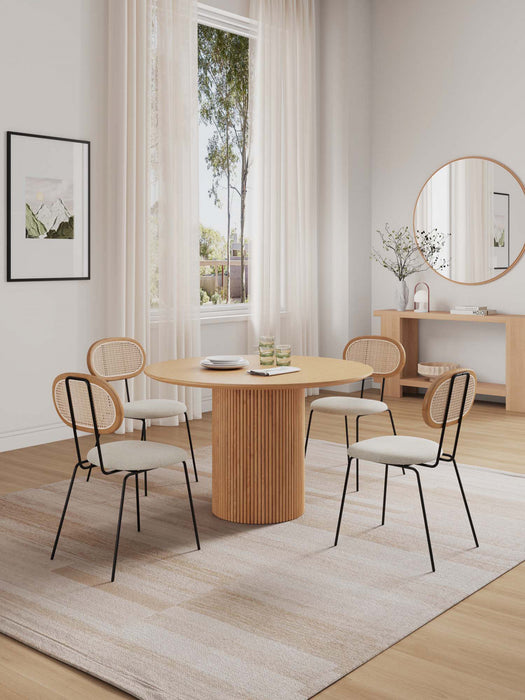 Ensemble de salle a manger chic industriel moderne Hathaway et Jardin, 5 pieces, couleur avoine et naturel