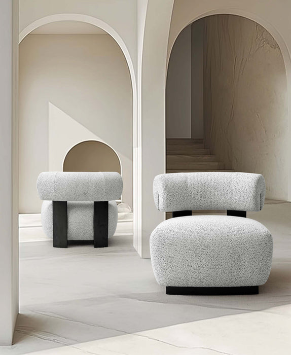 Fauteuil lounge rembourre Bartow style milieu du siecle en ivoire multicolore - Lot de 2
