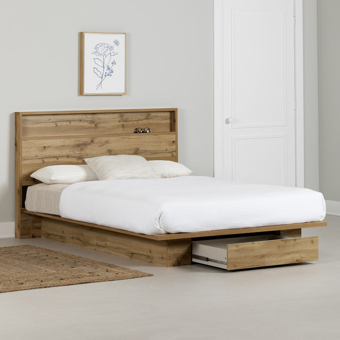 Cavalleri Ensemble Lit Plateforme Et Tete De Lit Chene Nordique, De Meubles South Shore