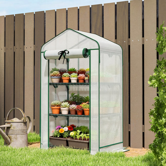 Outsunny Mini Serre avec Toit en Maille, Petite Serre Portable, Blanc
